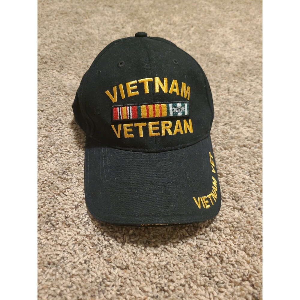 Vietnam Veteran Baseball Cap Hat Black Adjustabe w/ Ribbons by Rothco